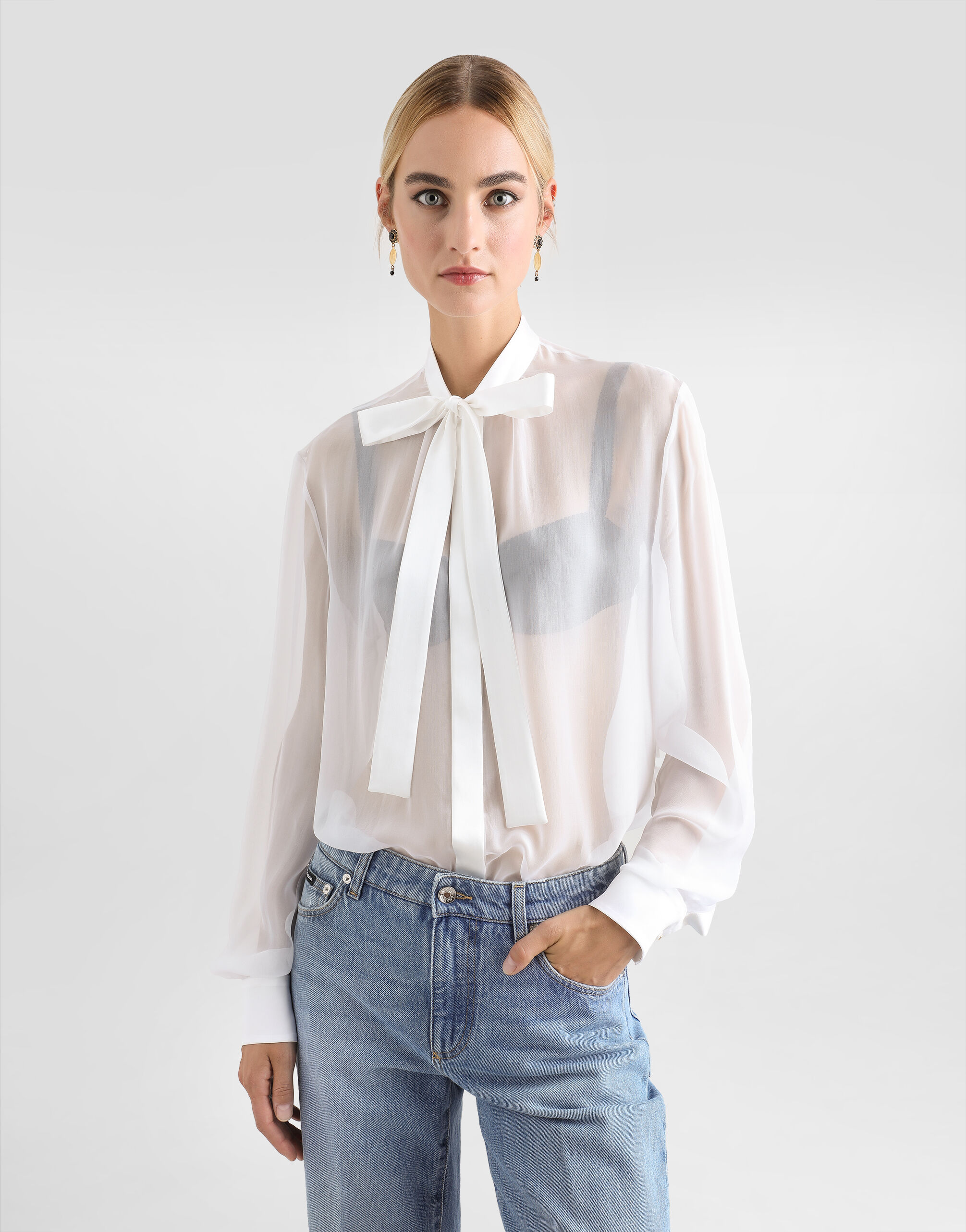 Tシャツ・カットソー DOLCE  GABBANA Women Tunic Tops F8U10T G7H4PW0800 WHITE Cotton top with cut-out detailing in White for Women
