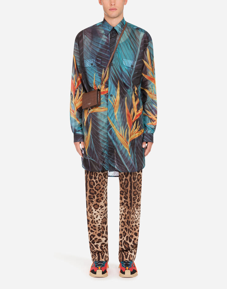 Dolce & Gabbana RIPSTOP SHIRT WITH BIRD OF PARADISE FLOWER PRINT FLORAL PRINT G5HB1THHM5H