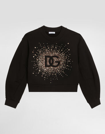 Dolce & Gabbana Jersey sweatshirt with rhinestone detailing White L5JTNKG7O9K