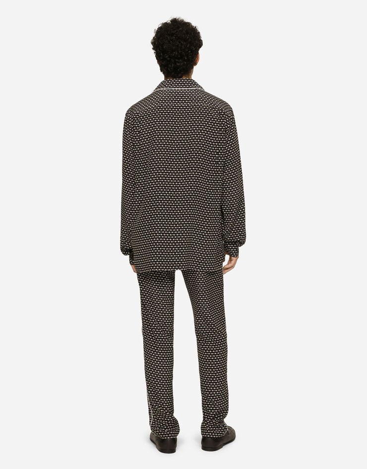 Dolce&Gabbana Crepe de chine shirt with DG logo print ブラック G5IF1TIS1RF
