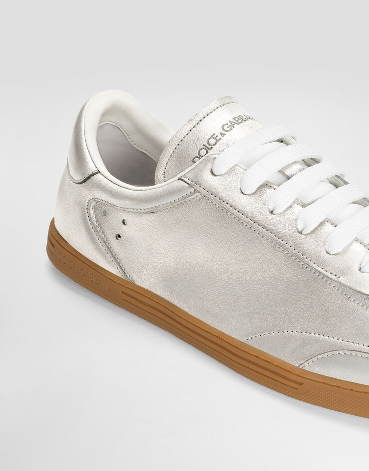 Dolce & Gabbana Sneaker Saint Tropez aus Metallic-Leder Silber CS2255A3H57