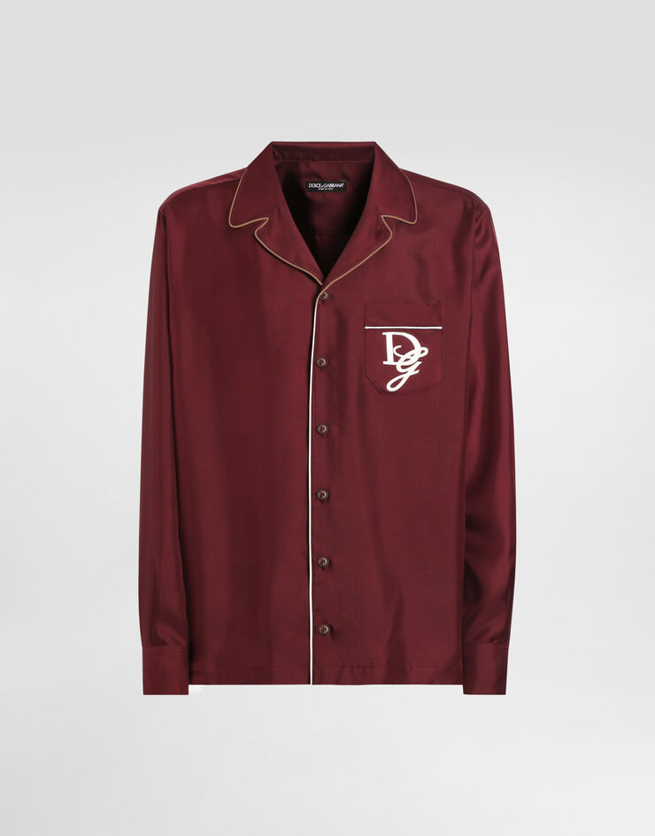 Dolce & Gabbana Camisa vanity de seda con logotipo bordado Burdeos G5IF1ZGJ155