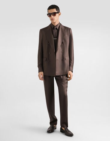 Dolce & Gabbana Martini shirt in silk twill Brown G5MM4TFU10S