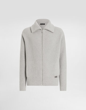 Dolce & Gabbana Cardigan en laine avec plaquette Beige GXV82TJCVWK