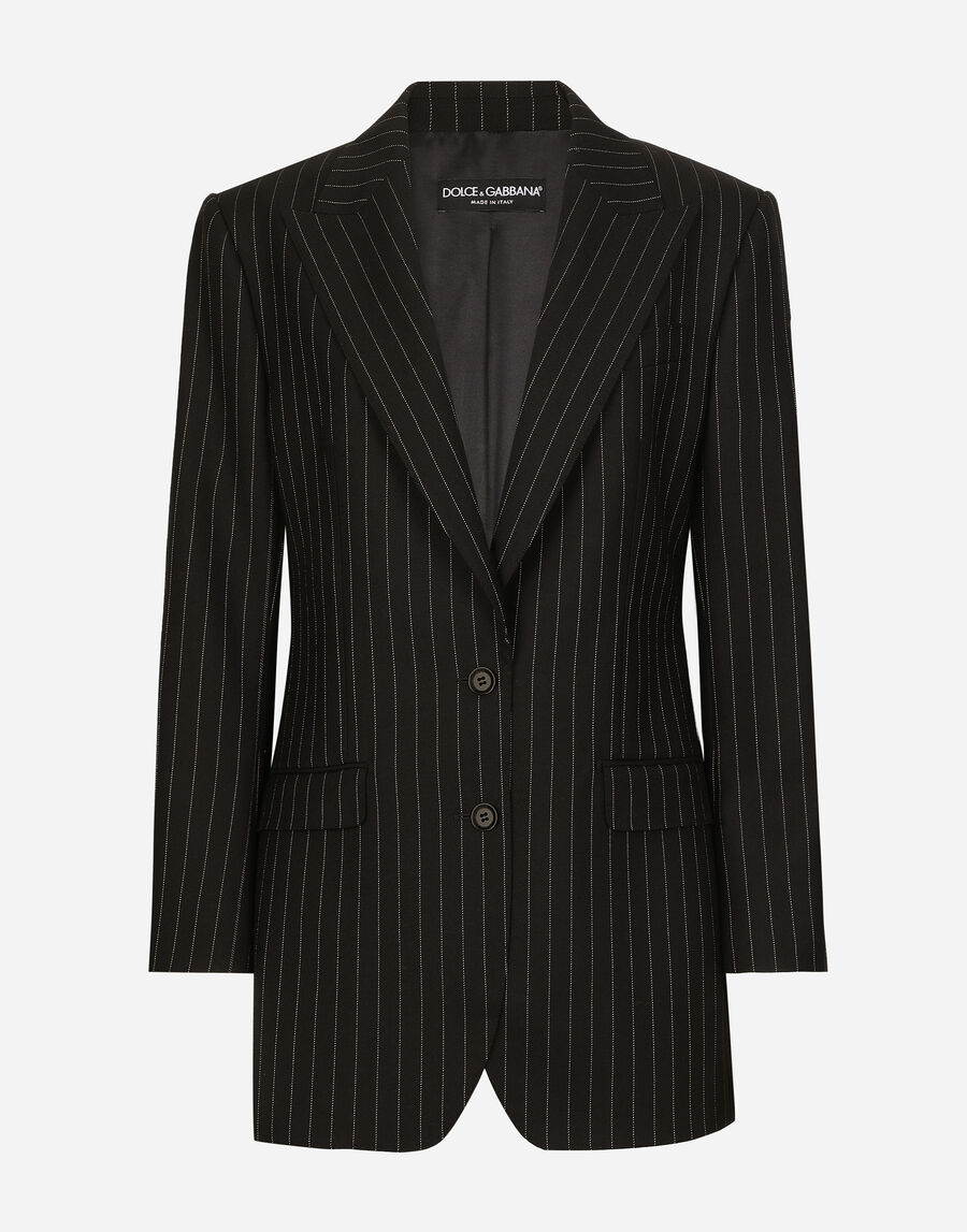 Single-breasted pinstripe wool jacket