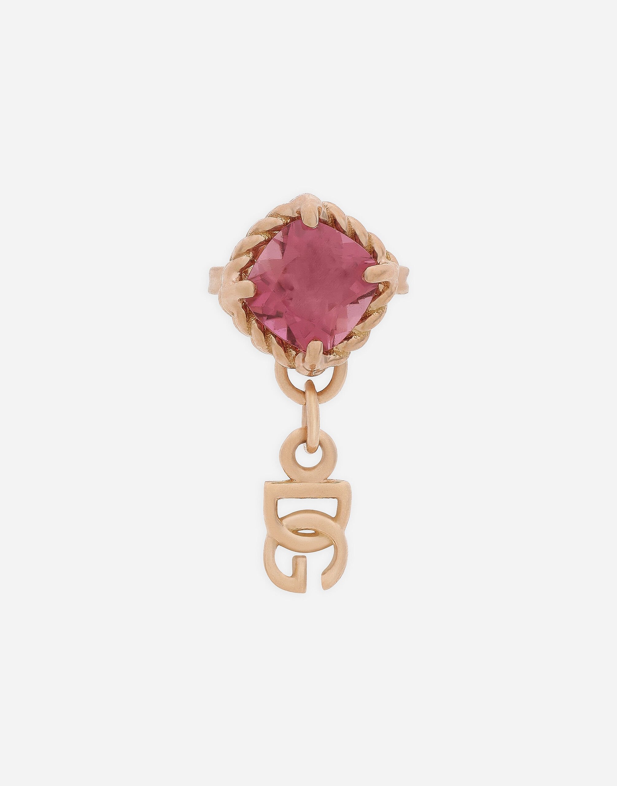 Dolce & Gabbana Single earring in yellow gold 18kt with pink toumaline Gold WSQB1GWPE01