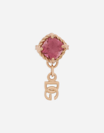 Dolce & Gabbana Single earring in yellow gold 18kt with pink toumaline Red WSQB1GWQM01