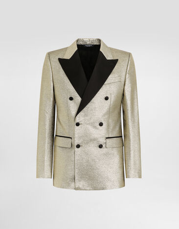 Dolce & Gabbana Double-breasted lamé jacquard tuxedo jacket Gold G2QU4TFJODV