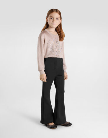 Dolce & Gabbana Lurex knit pullover with rhinestone detailing Pink L5KWK2JFMKA