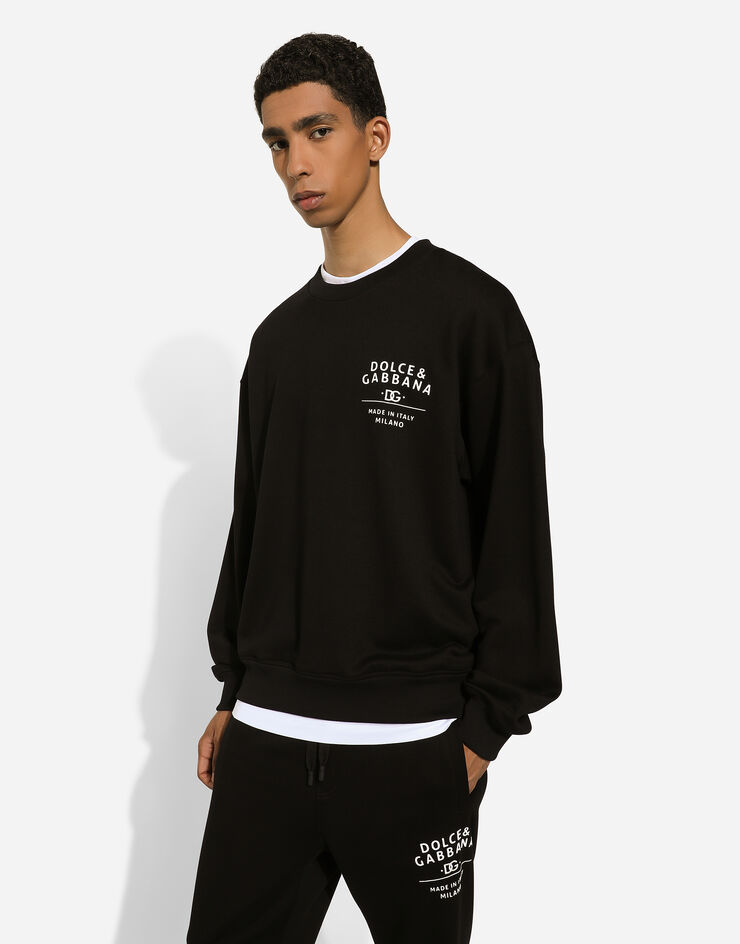 Dolce & Gabbana Rundhals-Sweatshirt mit Stickerei Schwarz G9AHSZG7M2H