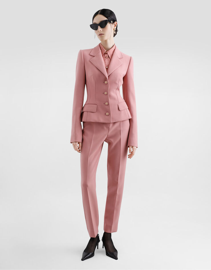 Dolce & Gabbana Pantalón sastre en crepé doble de lana Rosa FTAM2TFU2L8