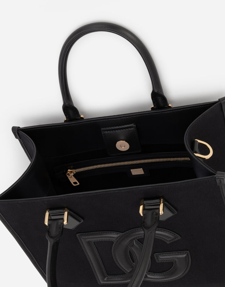 Dolce & Gabbana 纳帕小牛皮细节帆布购物袋 黑 BM2012AA451