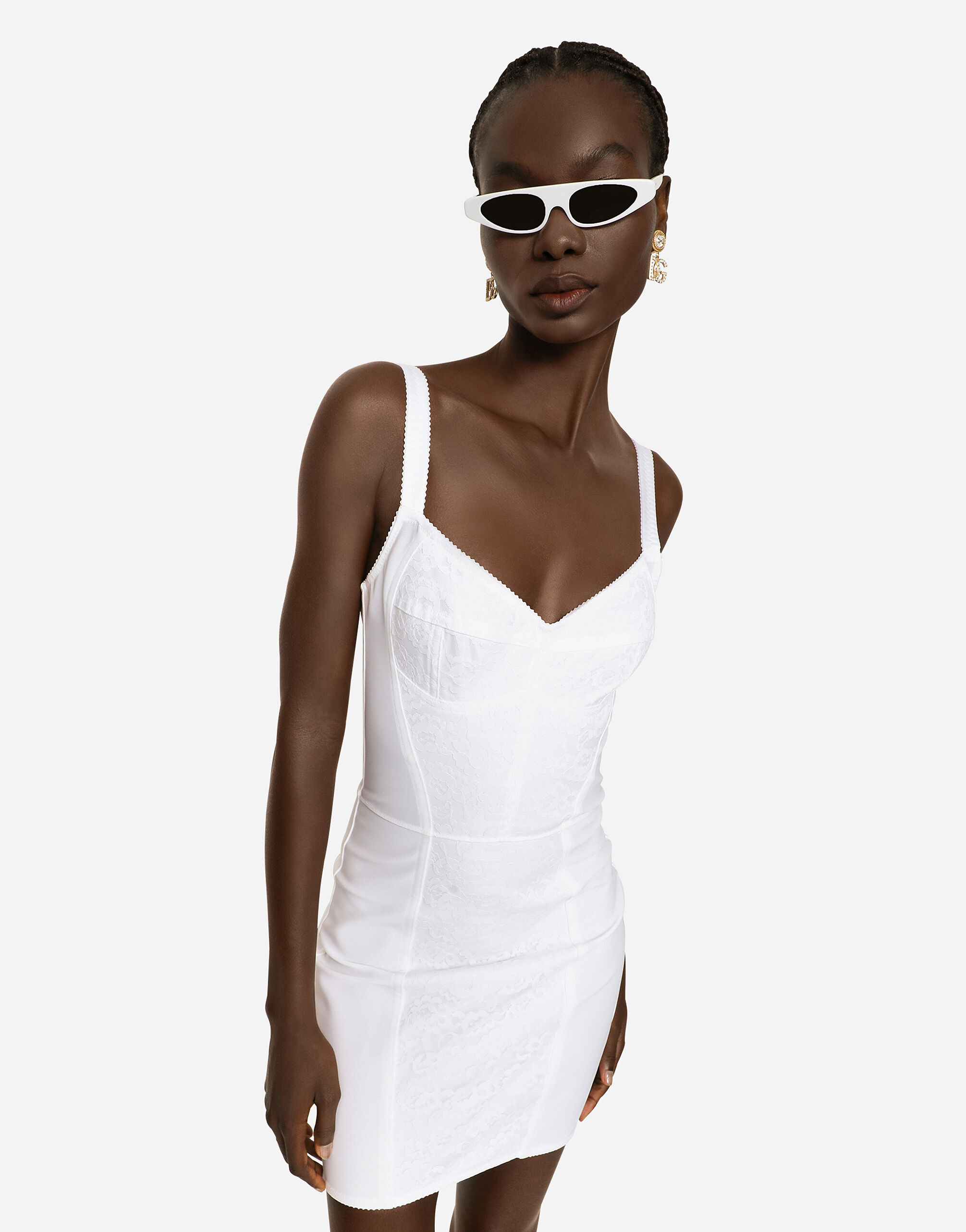 Corset style slip dress in White for for Women Dolce Gabbana
