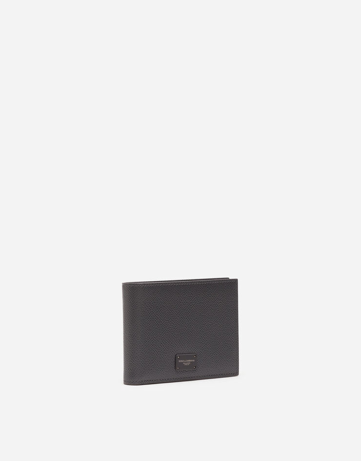 Dolce & Gabbana Складной кошелек из телячьей кожи dauphine с фирменной пластинкой СЕРЫЙ BP2463AZ602