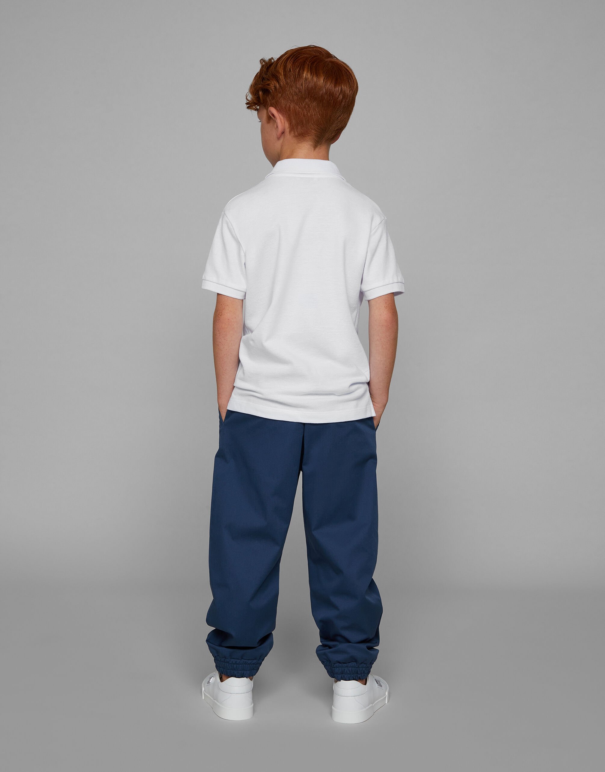 【関税&送料込み】Dolce & Gabbana Stretch Gabardine Trouse Stretch gabardine pants with logo tag in Azul for Boys