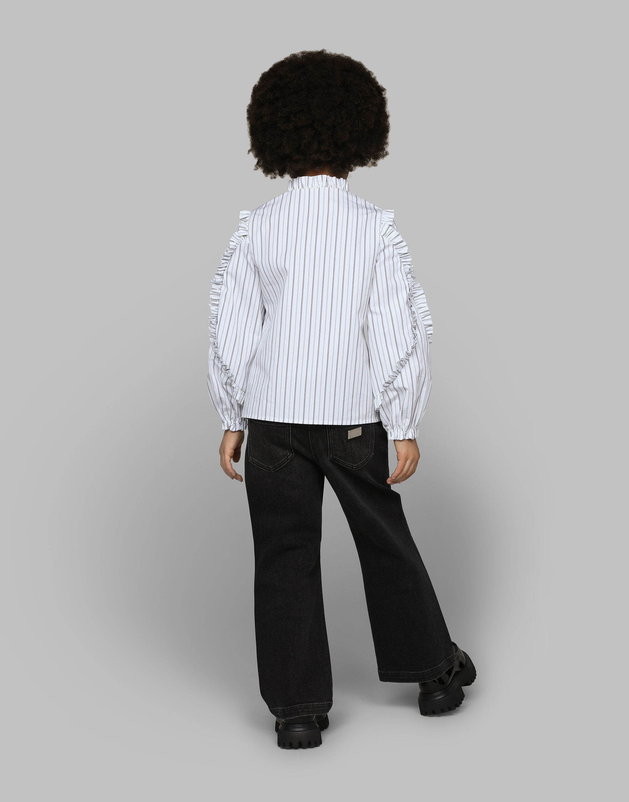 Striped poplin shirt with embroidered Dolce&Gabbana logo in Multicolor for  Girls | Dolce&Gabbana® US