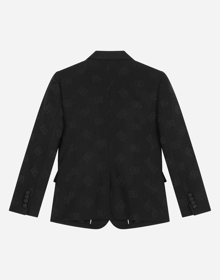 Dolce & Gabbana Chaqueta de esmoquin con botonadura sencilla en paño de lana jacquard con logotipo DG Negro L41J70FJBAK