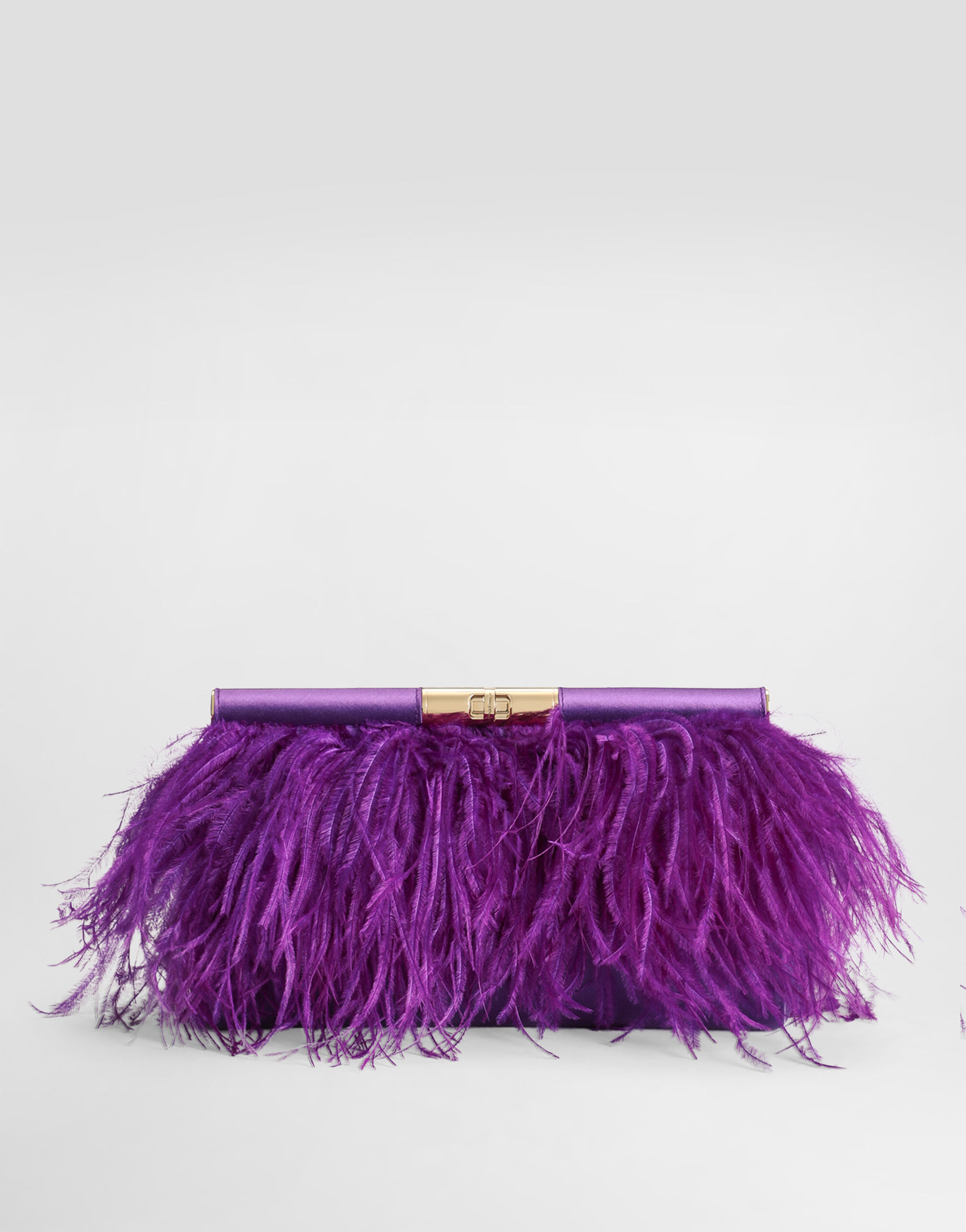 Marlene satin and feather shoulder bag in Purple for Women