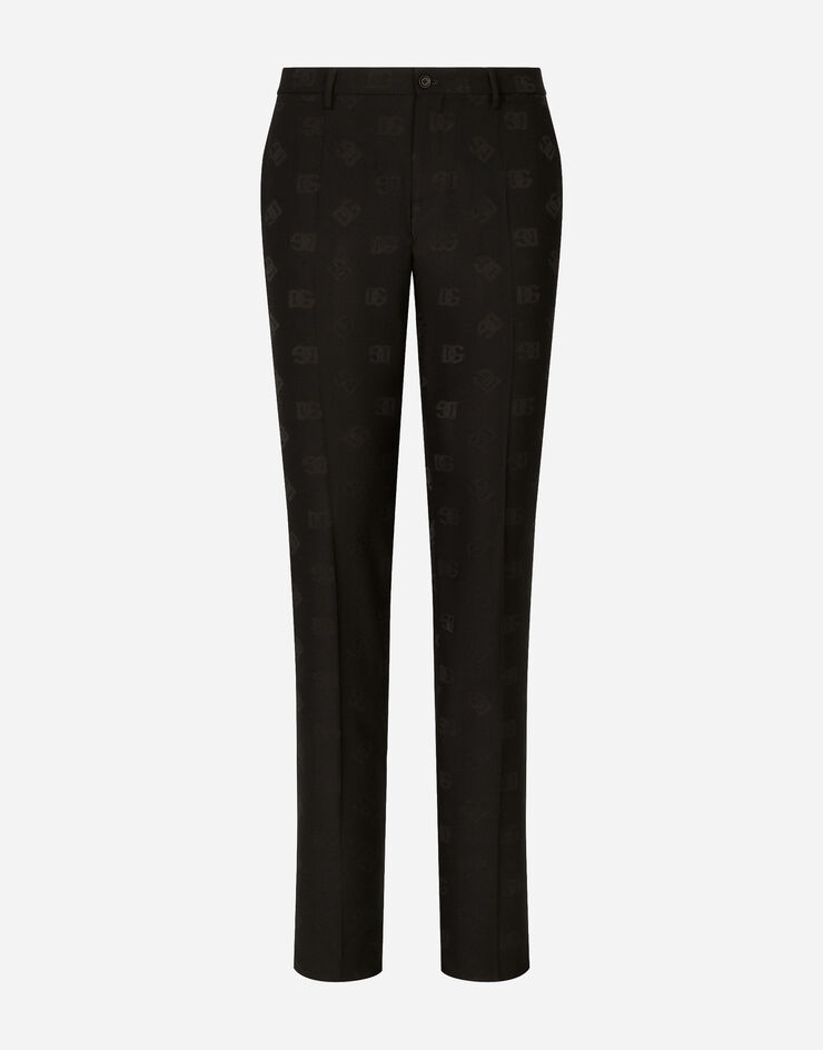 Dolce&Gabbana Stretch wool jacquard pants with DG logo Black GY7BMTGG950