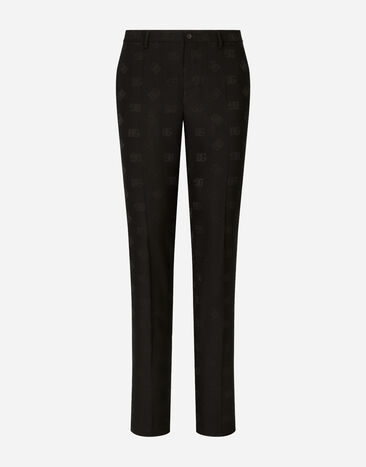 Dolce&Gabbana Stretch wool jacquard pants with DG logo Black F79BRTHLM9K