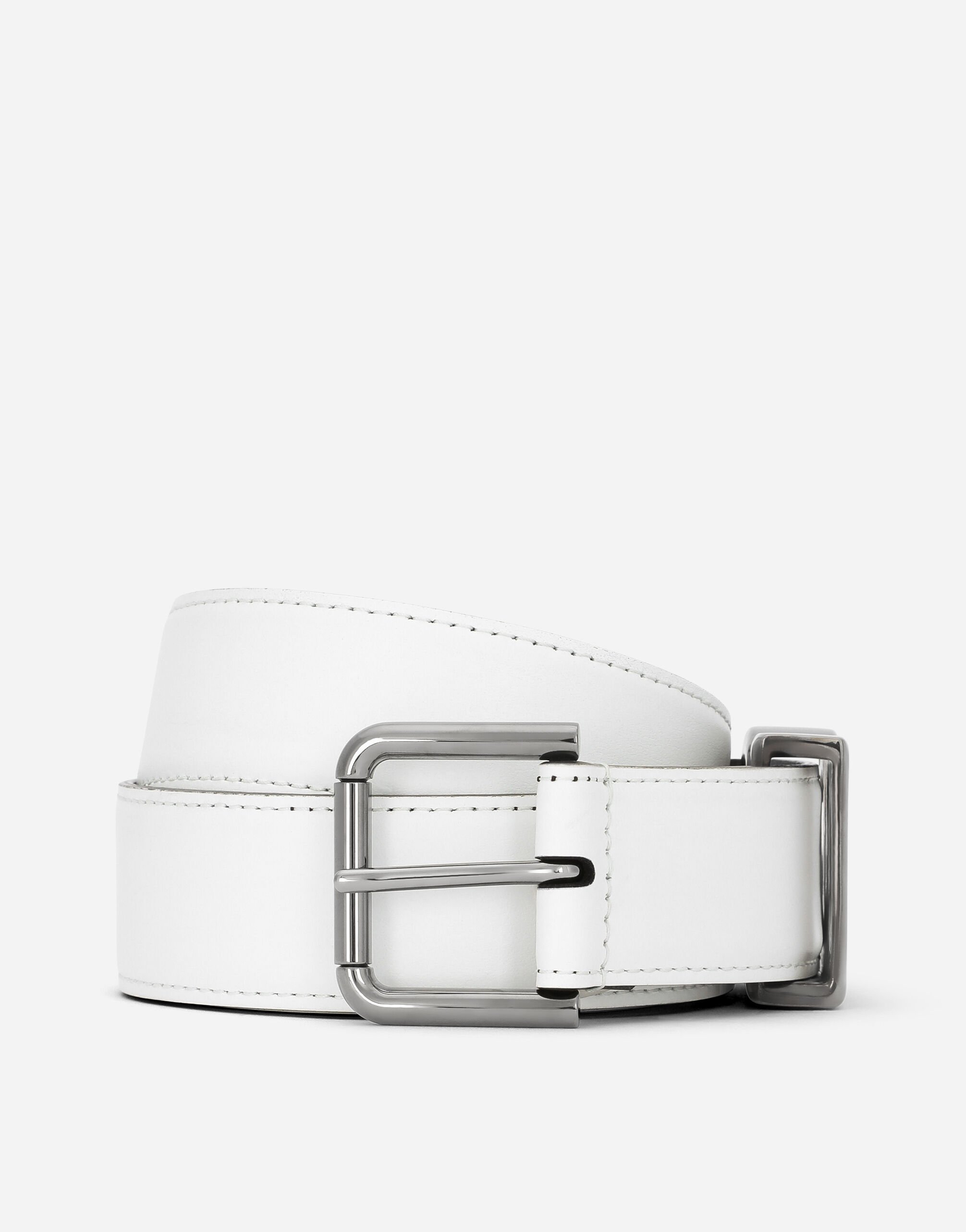 Dolce & Gabbana Calfskin belt with DG logo White GY008AGH873