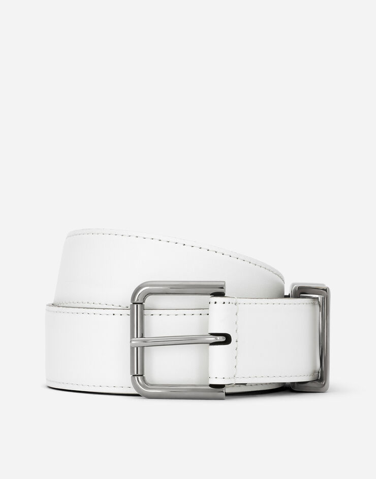 Dolce & Gabbana Cintura in pelle di vitello con logo DG Bianco BC4776AW576