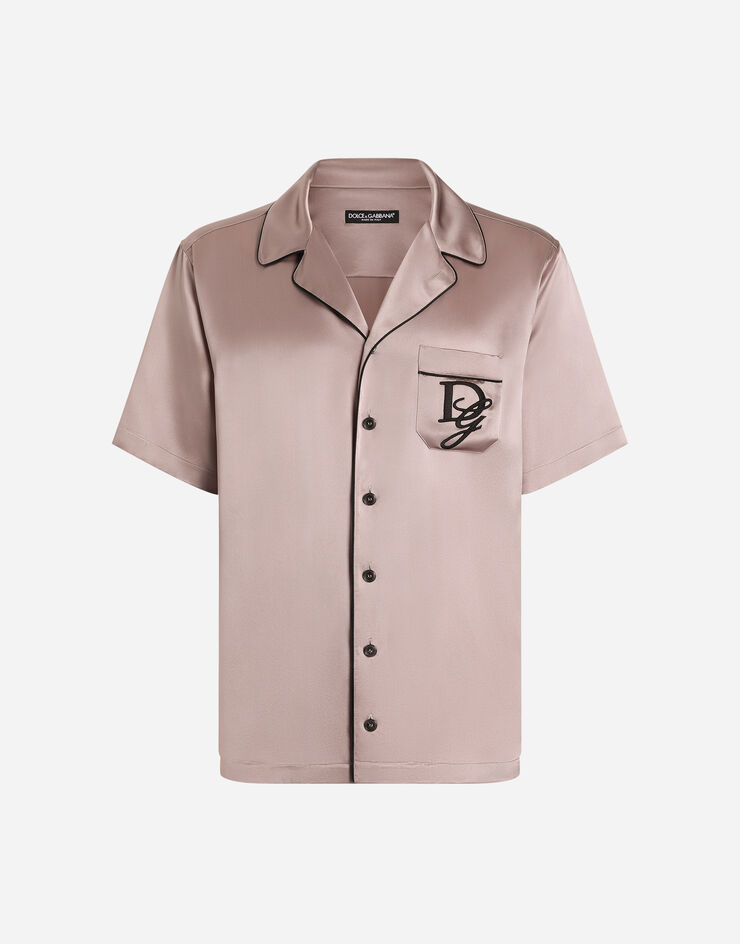 Dolce & Gabbana Camisa de raso de seda con logotipo Lila G5LH3ZFU1AU