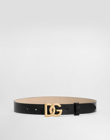 Dolce & Gabbana حزام من جلد لامع بشعار Black EE0068A1067
