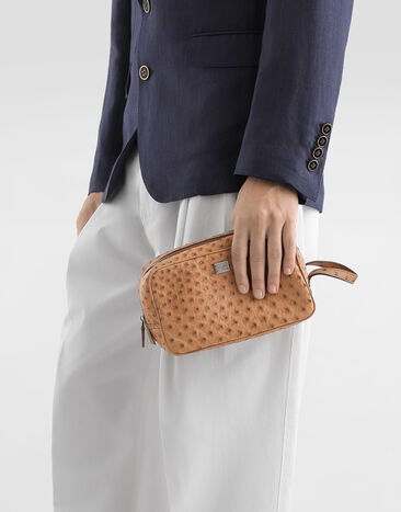 Dolce & Gabbana Ostrich necessaire Beige BT3310A8B06