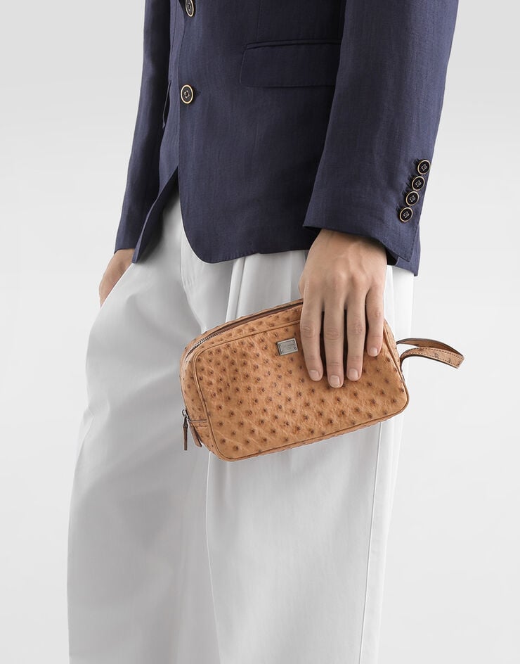 Dolce & Gabbana Ostrich necessaire Beige BT3310A8B06