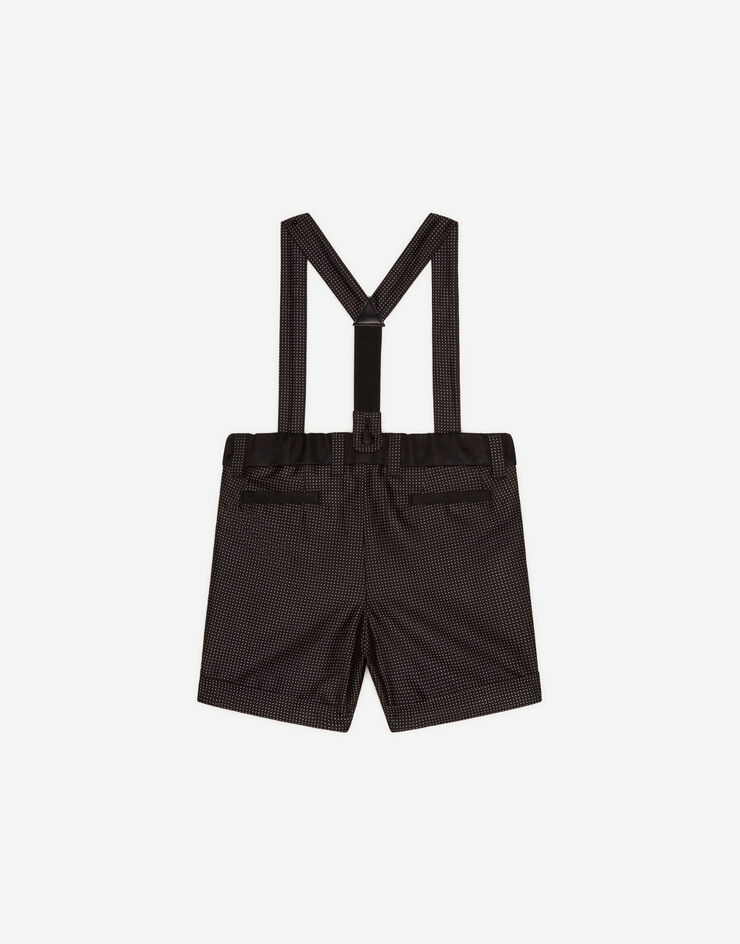 Dolce & Gabbana Bermuda shorts with braces in small polka dot print jacquard GRIGIO L12Q67FJ1HH
