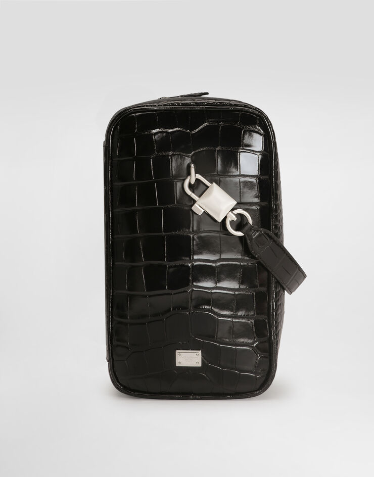 Dolce & Gabbana Lock polished alligator handbag Black BM2449A2T69