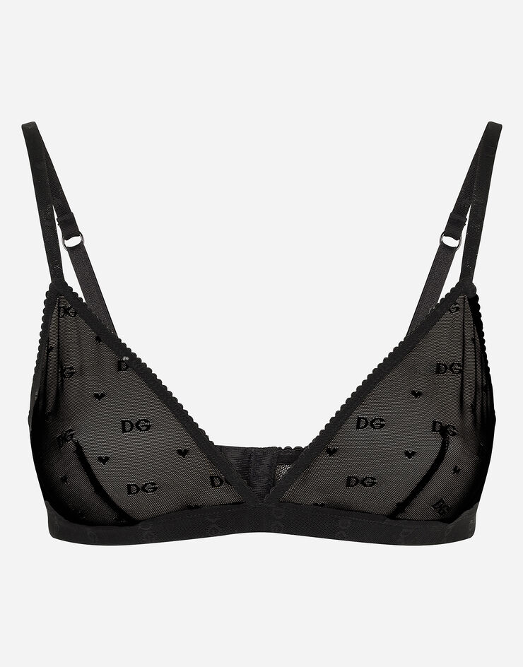 Dolce & Gabbana Jacquard tulle triangle bra Black O1B81TFLUAP