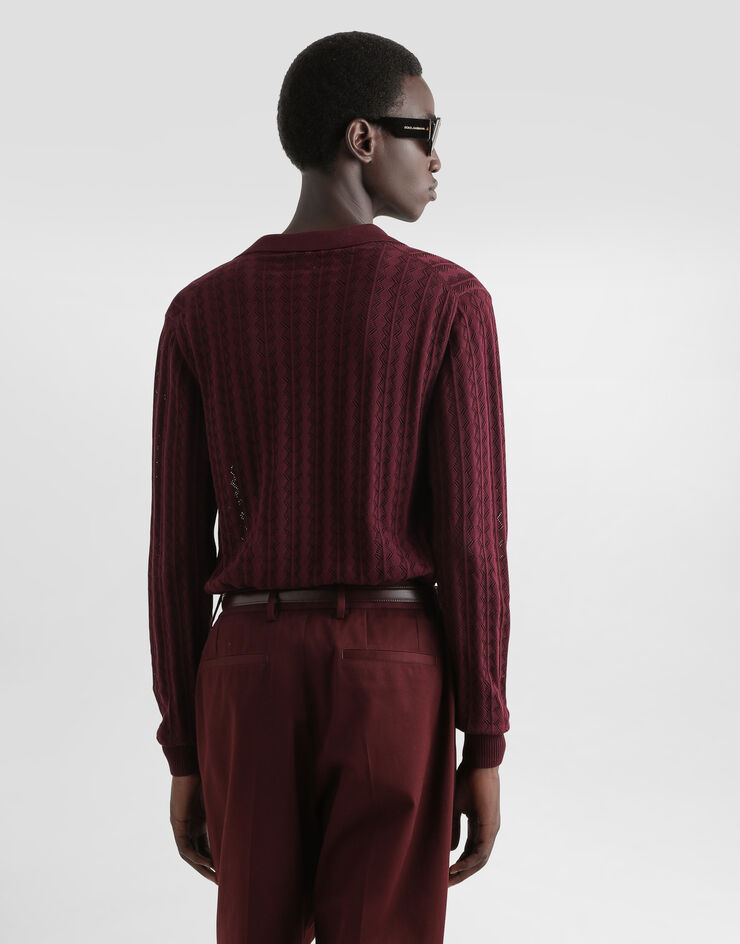Dolce & Gabbana Cotton openwork-knit shirt Multicolor GXVB9TJBCFJ
