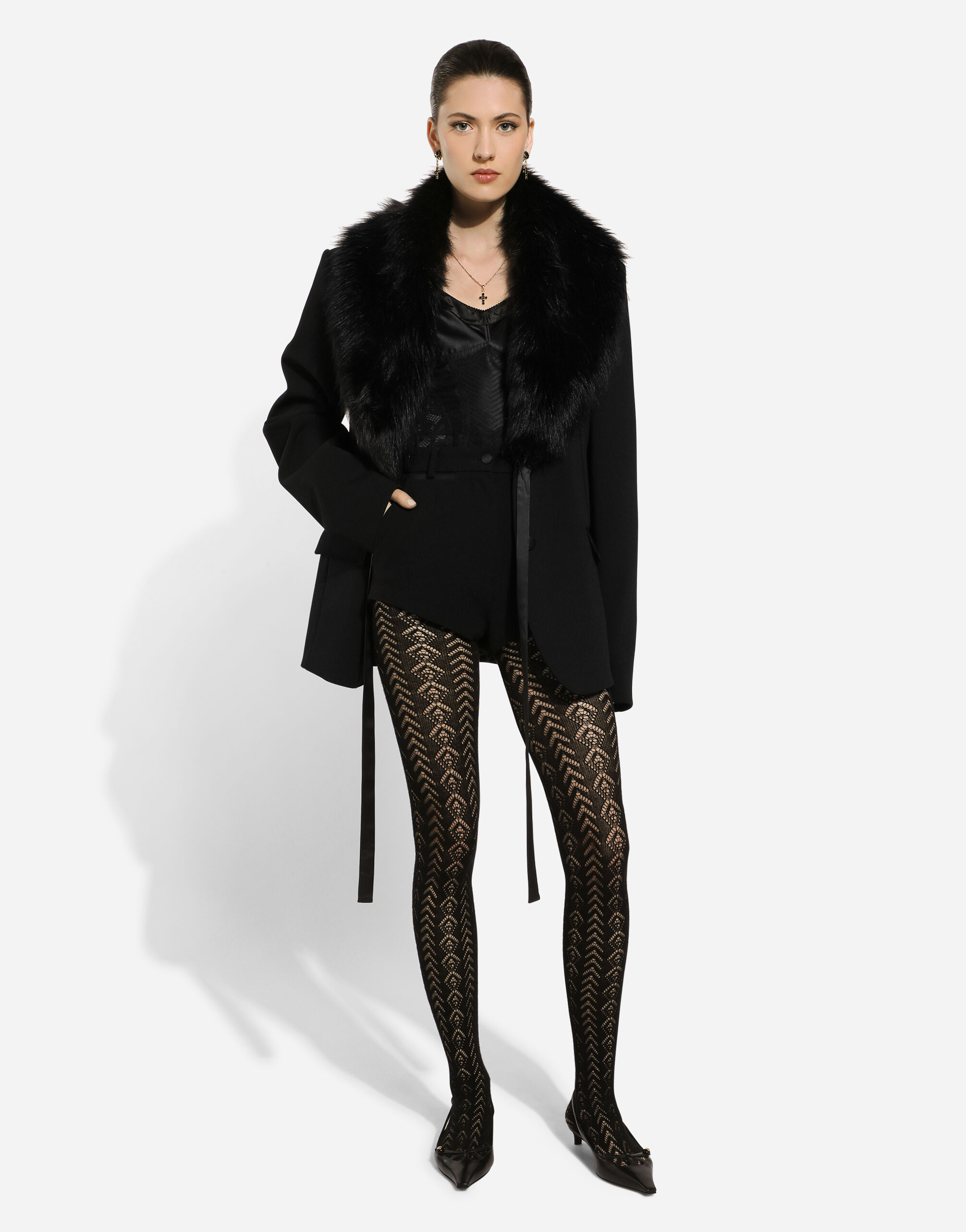 Corset lace and satin top in Black for Women | Dolce&Gabbana® US