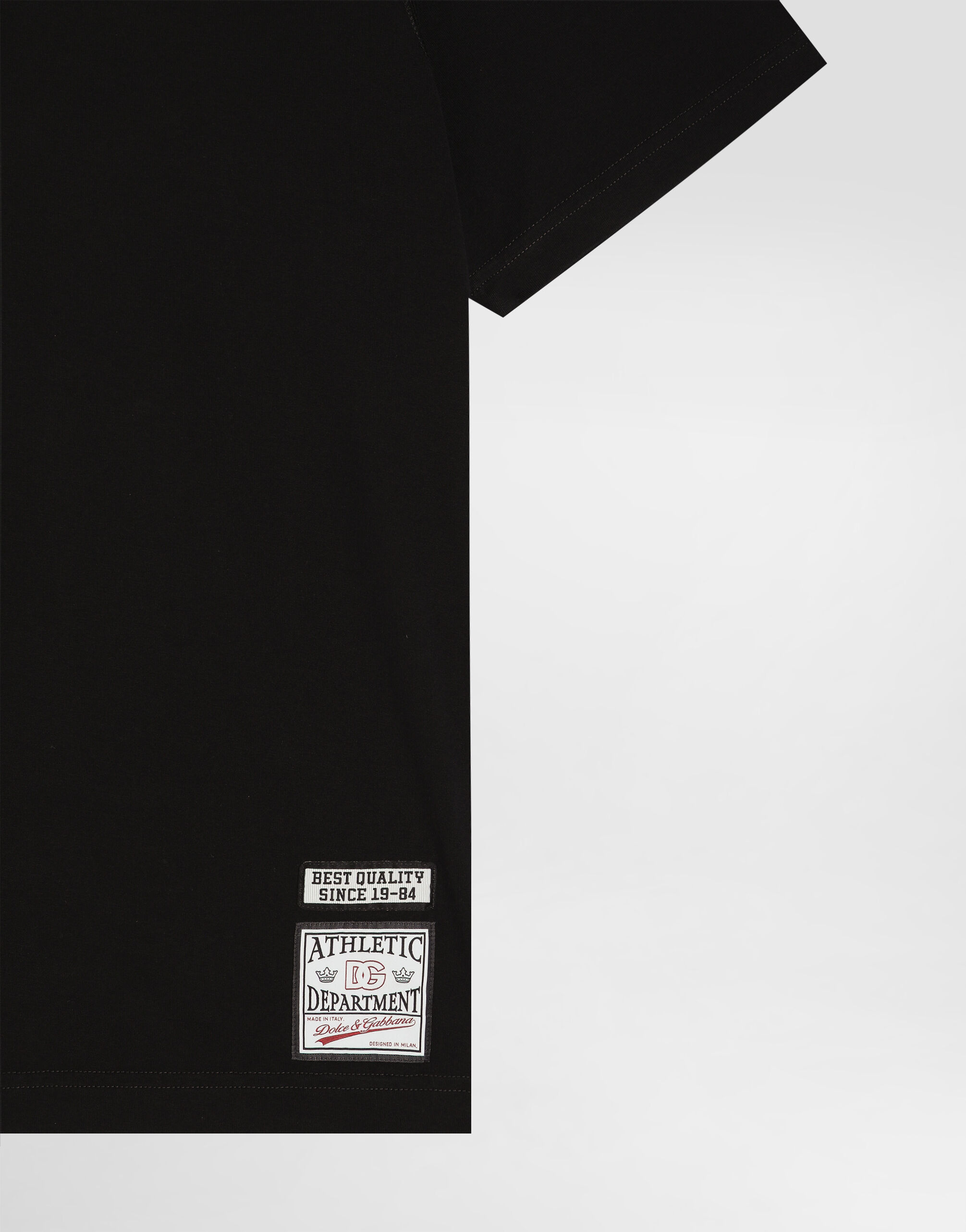 Cotton t-shirt with embroidery in Black for Men | Dolce&Gabbana® US