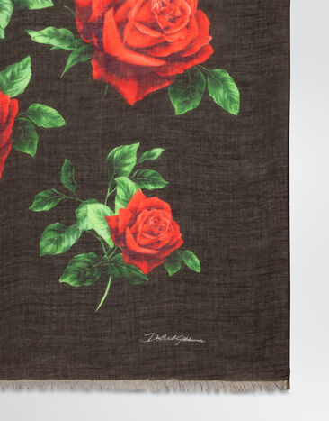Dolce & Gabbana Stola 135x200 aus kaschmirmix mit rosenprint Multicolor FS184AGDDW5