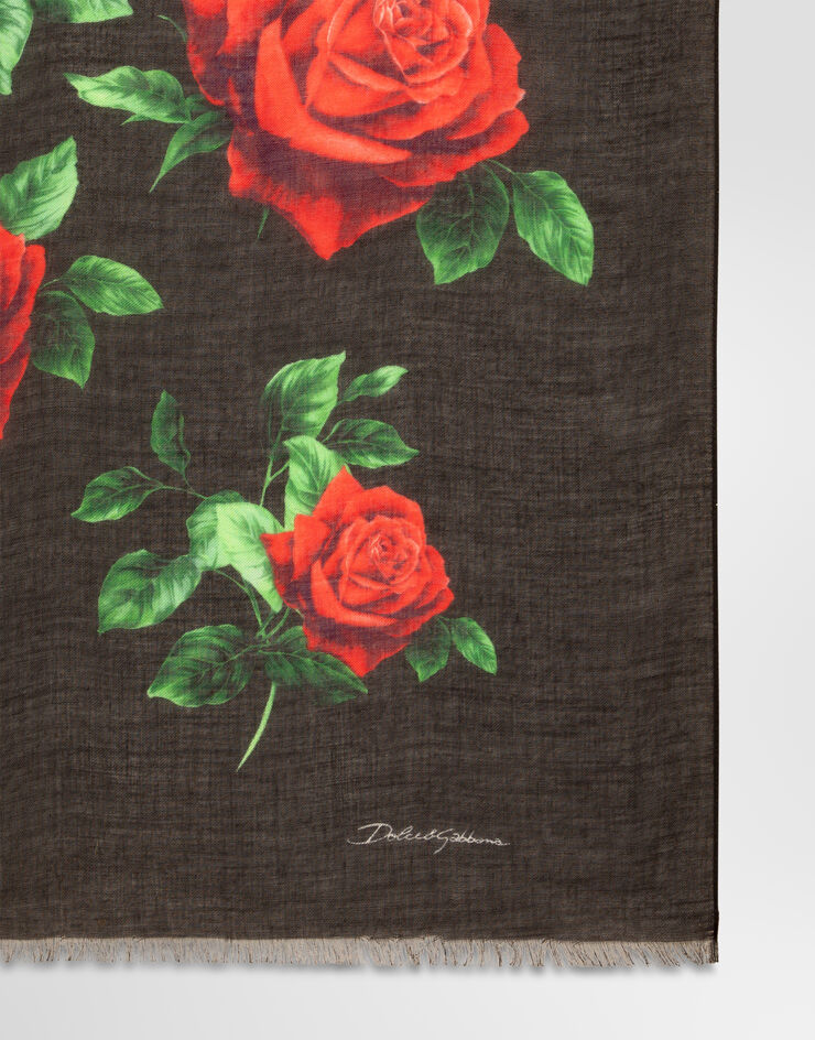 Dolce & Gabbana Stola 135x200 aus kaschmirmix mit rosenprint Multicolor FS184AGDDW5
