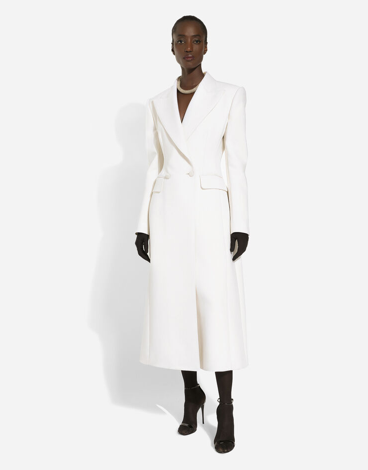 Dolce&Gabbana Long double-breasted wool cady coat Bianco F0W0ITHUMTB