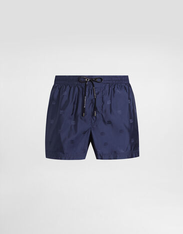 Dolce & Gabbana Short swim boxers in logo jacquard Blue M4A06TFJSDD