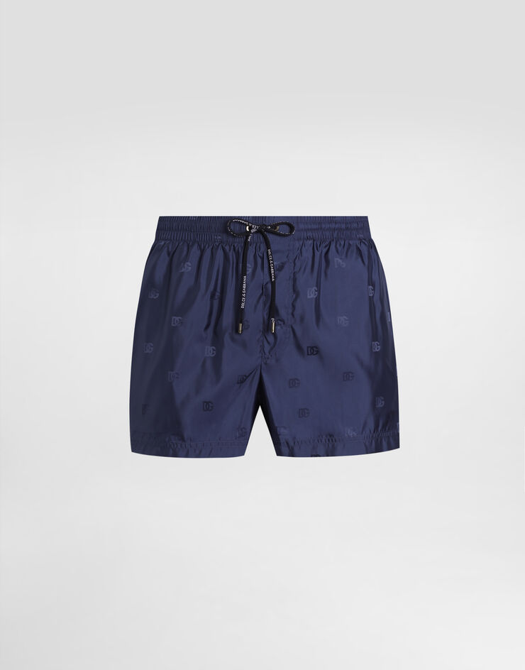Dolce & Gabbana Short swim boxers in logo jacquard Dolce & Gabbana Short swim boxers in logo jacquard Blue M4A06TFJSDD