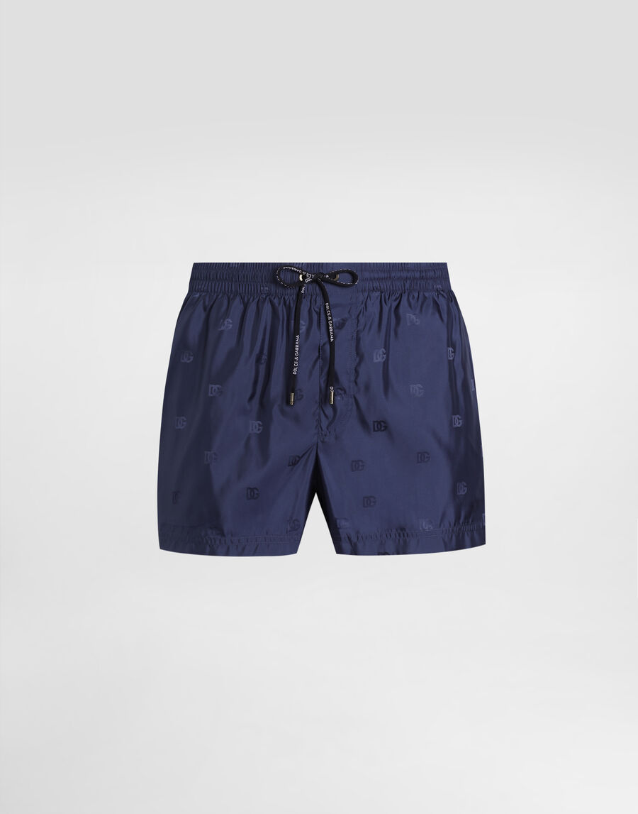 Short swim boxers in logo jacquard