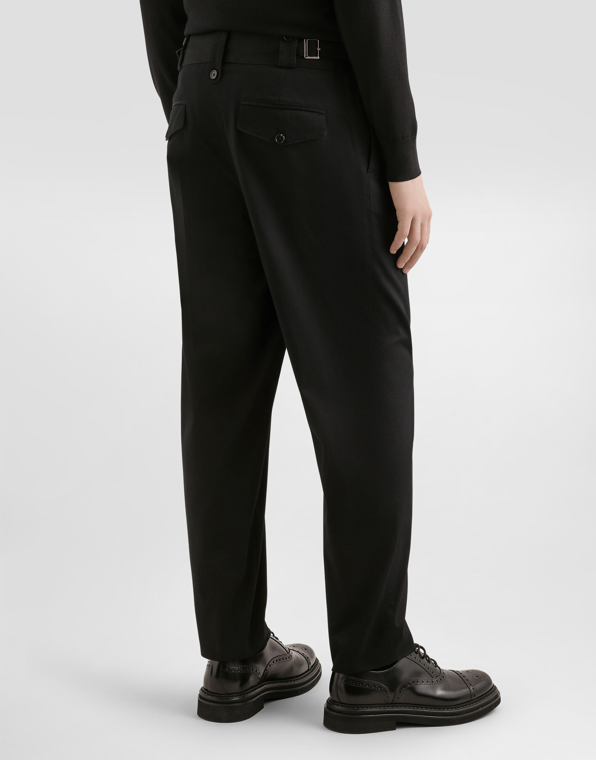 Cotton gabardine trousers in Black for Men | Dolce&Gabbana® US