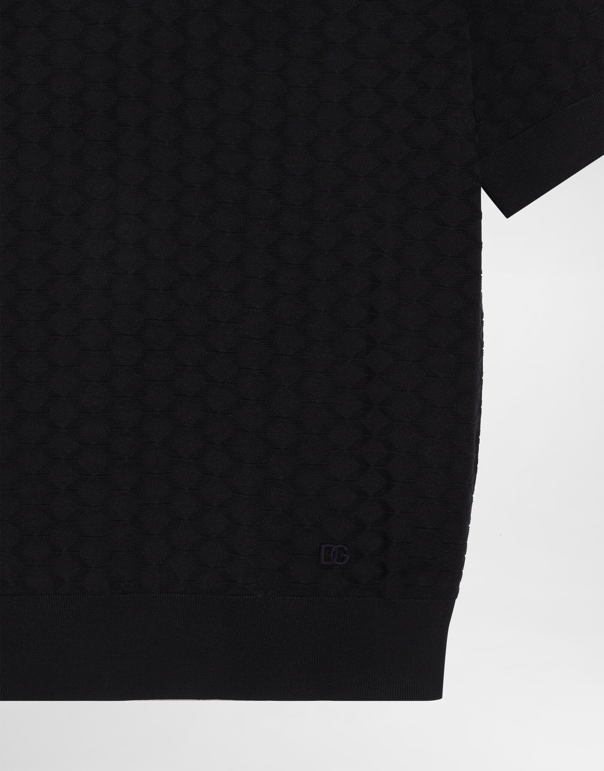 Micro-dot stitch silk polo shirt - thumbnail 3