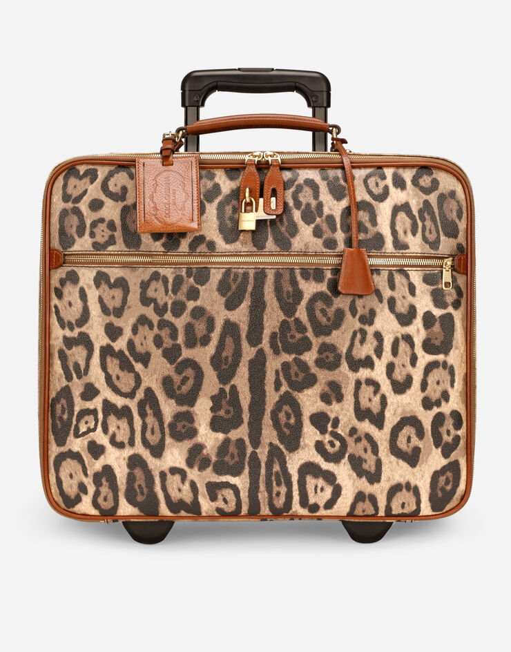 Dolce & Gabbana Маленький чемодан на колесах из материала Crespo с леопардовым принтом с пластинкой с логотипом разноцветный BB6156AW384