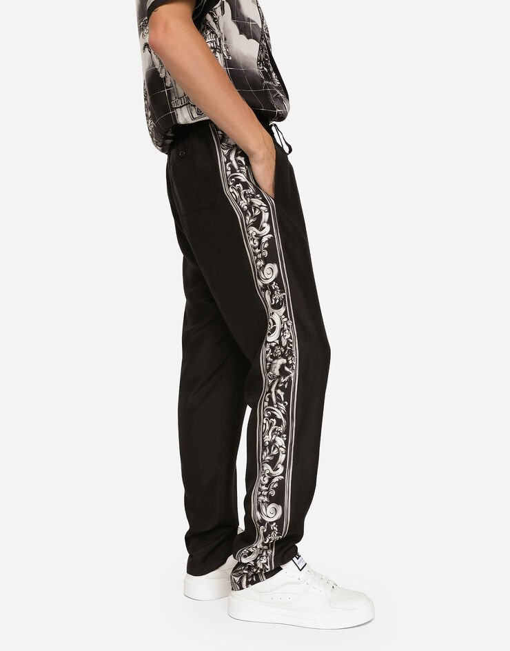 Dolce&Gabbana Silk habotai pants with printed side bands Multicolor I4298MGH178