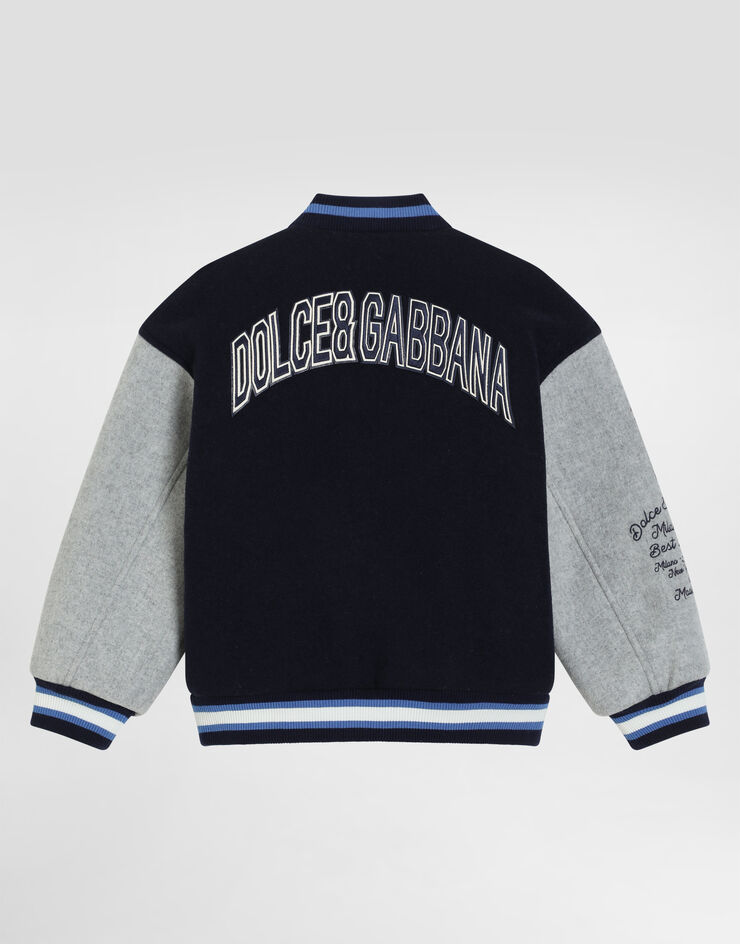 Dolce & Gabbana Cloth bomber jacket with embroidery and patch Multicolor L42B87G7PCY