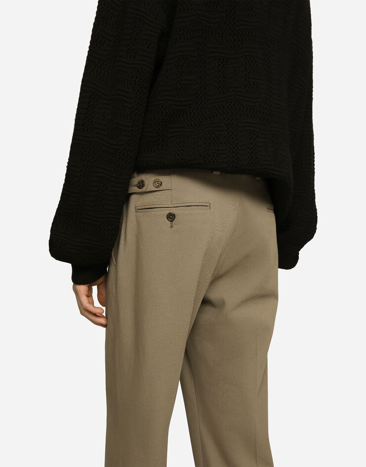 Dolce & Gabbana Stretch cotton and cashmere pants Brown GY6IETFUCE4