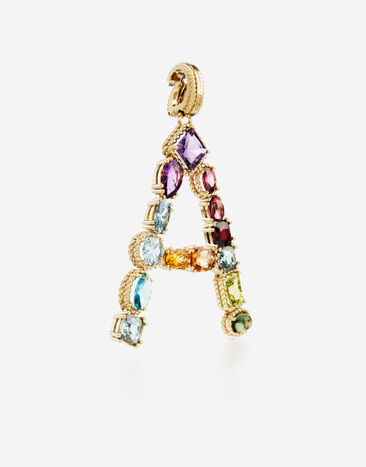 Dolce & Gabbana Charm A Lettering 18kt yellow gold and multicolored gems Gold WANR1GWMIXA