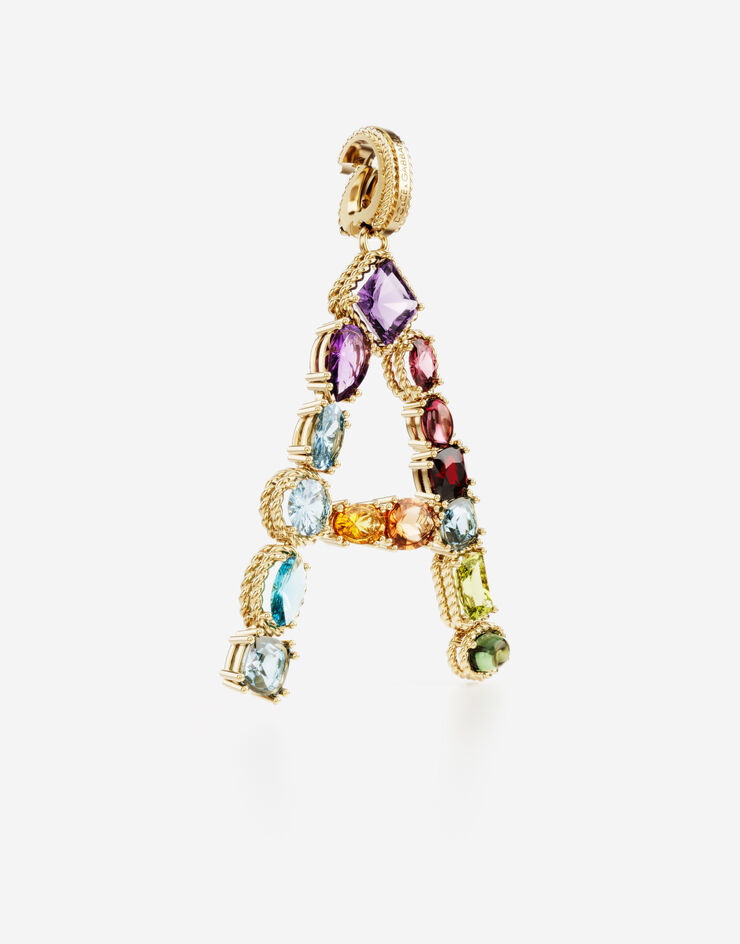 Dolce & Gabbana Rainbow Alphabet A 字母彩色宝石 18K 黄金坠饰 金 WANR1GWMIXA